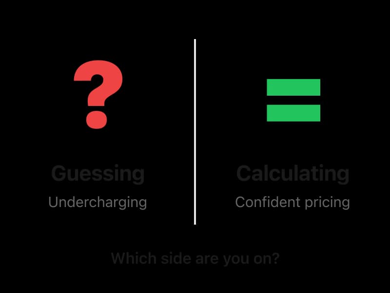 Freelance rate calculator showing hourly and project pricing