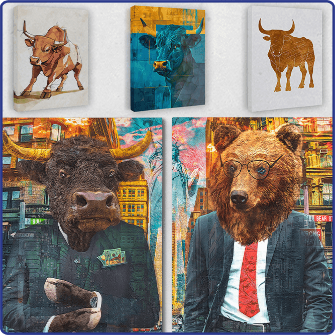 Bull and Bear Collaboration Art