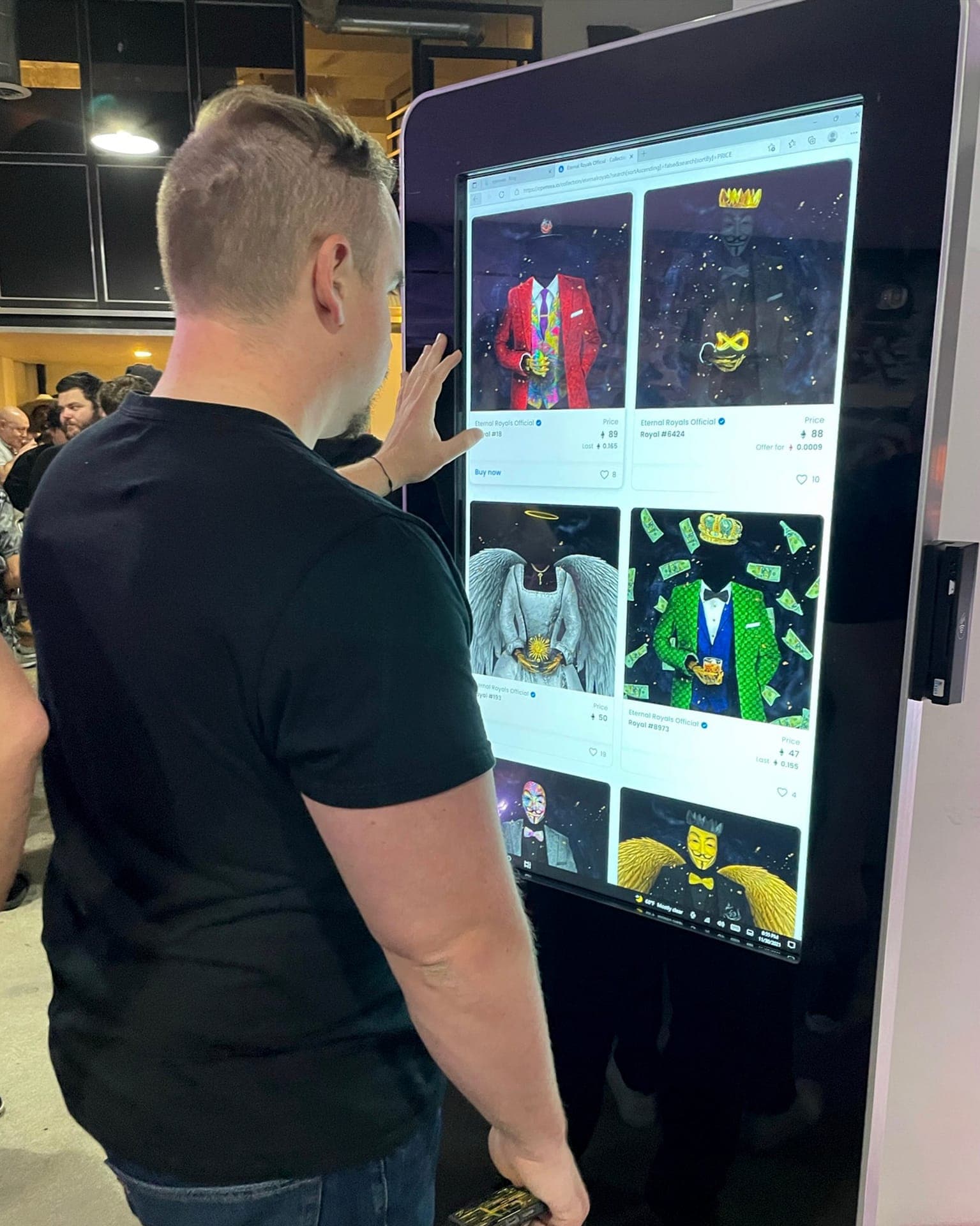 Interactive touch screen displaying Eternal Royals collection