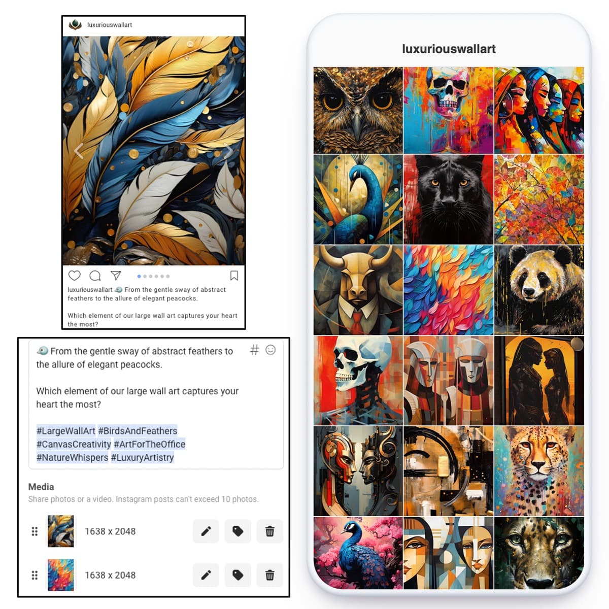 Social media content displayed across multiple devices