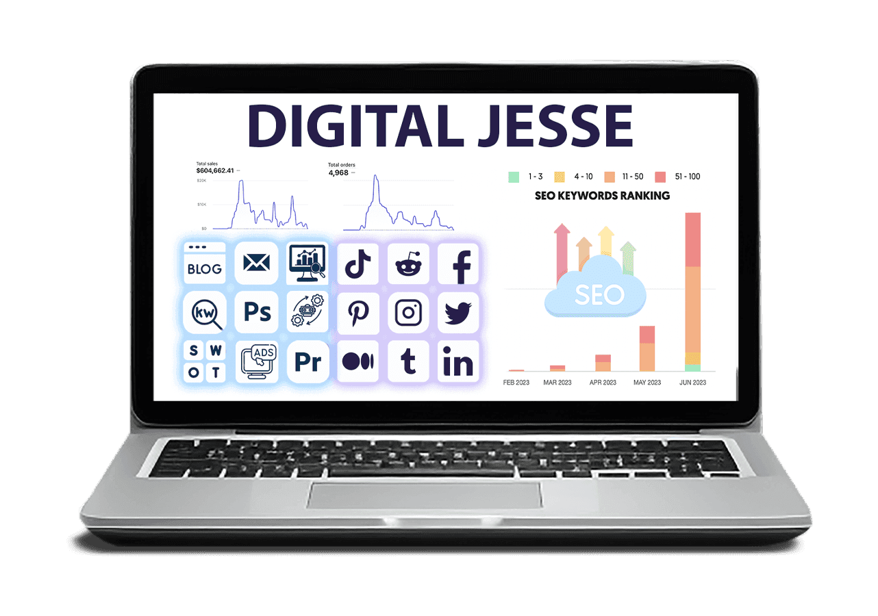 Jesse Johnson portfolio preview on laptop