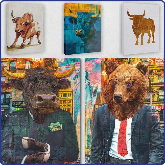 Bull and Bear Collaboration Art