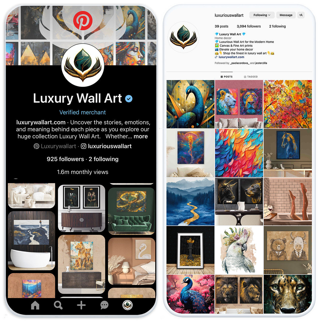 Luxury Wall Art Social Media