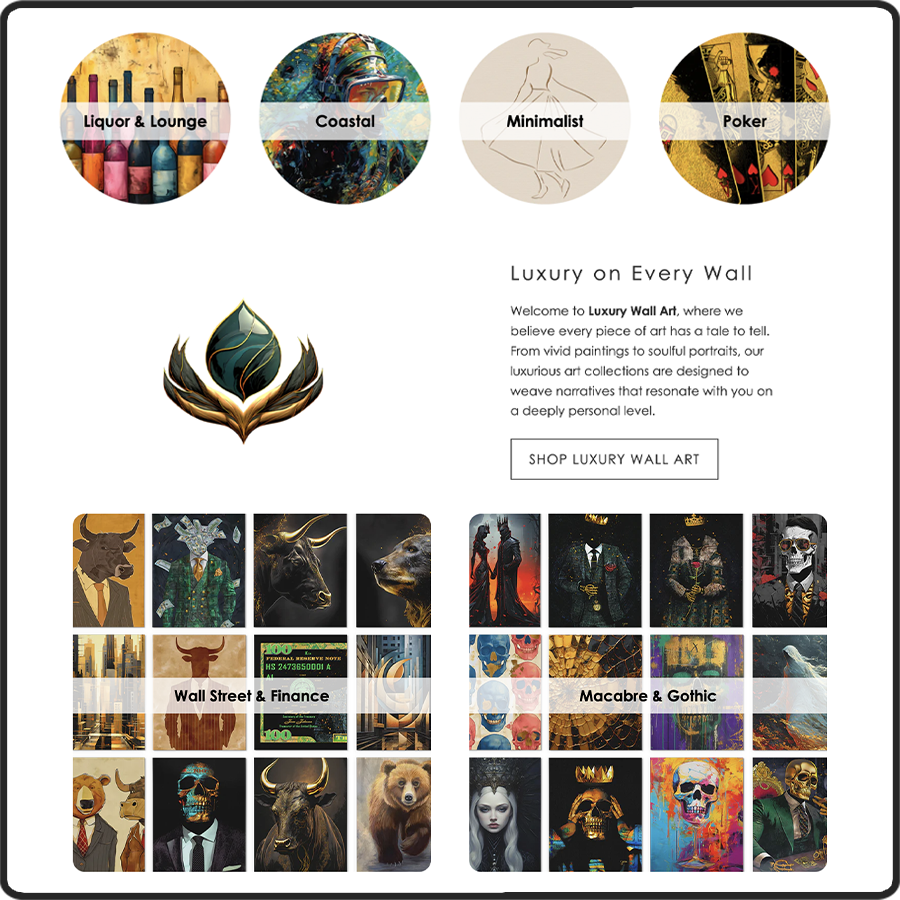Luxury Wall Art Website Homepage